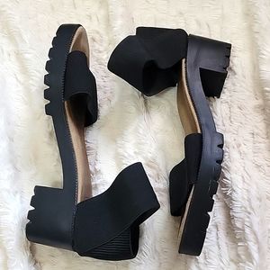 Black Rubber Chunky Sandals Size 10